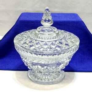 Anchor Hocking Wexford Candy Dish Crisscross Pattern Footed Centerpiece Vintage